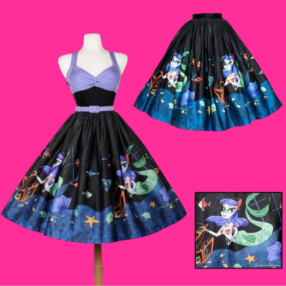 Pinup Couture Clothing Mermaid Print Swing Dress